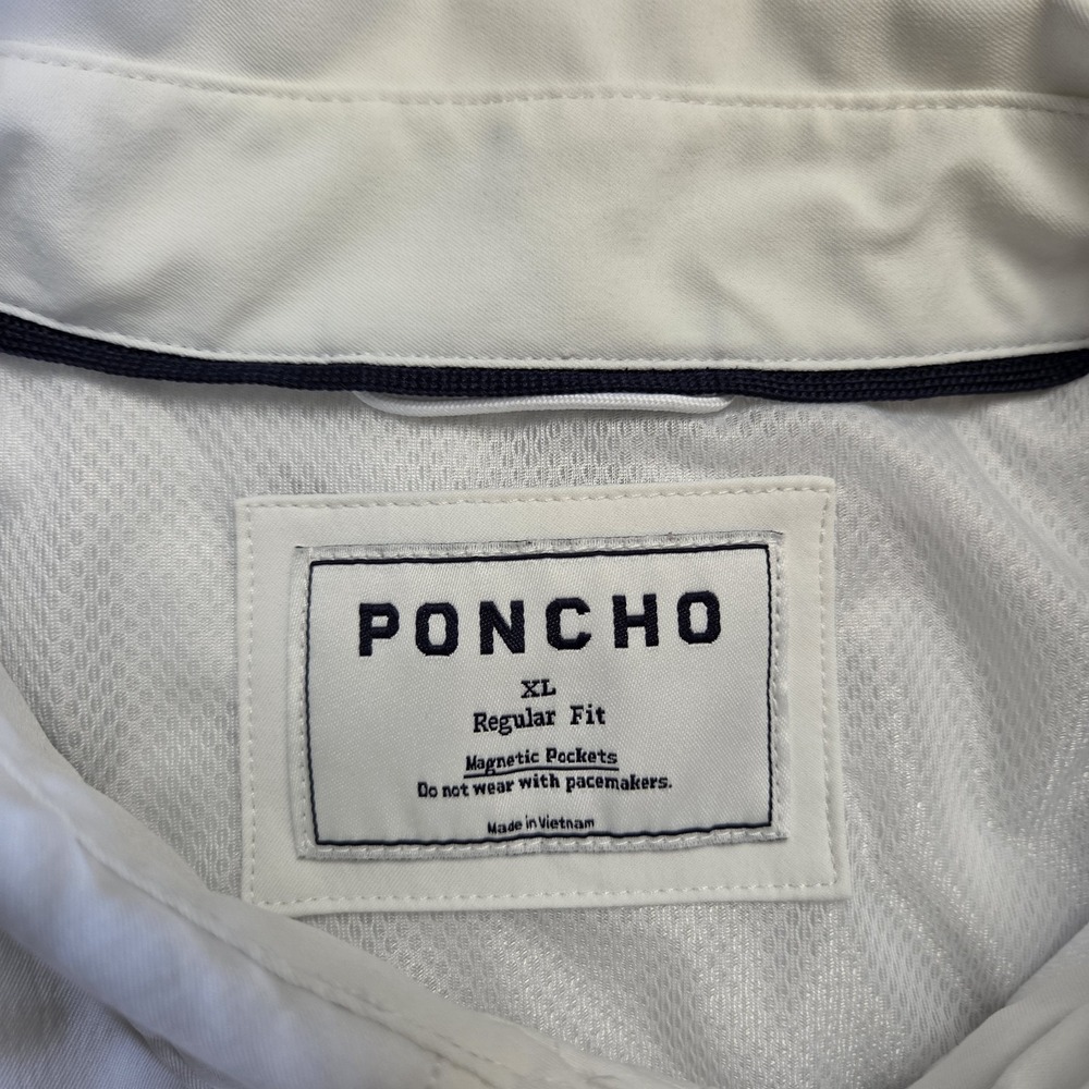 Poncho Button Up Long Sleeve Shirt Mens XL Regular Fit White Magnetic Pockets - Picture 4 of 8